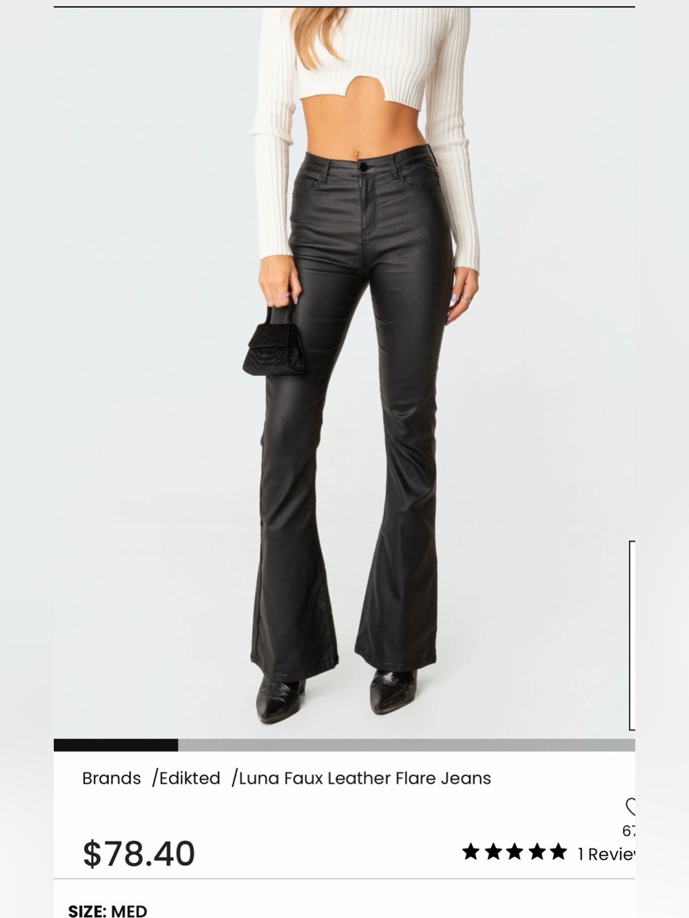 Edikted Black Faux Leather Flare Pants